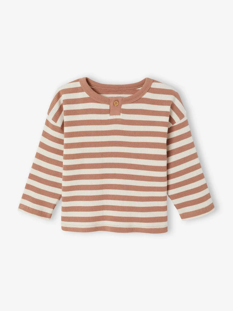 Vertbaudet Ringelshirt Baby, Cappuccino, – Produktbild 1 von 3