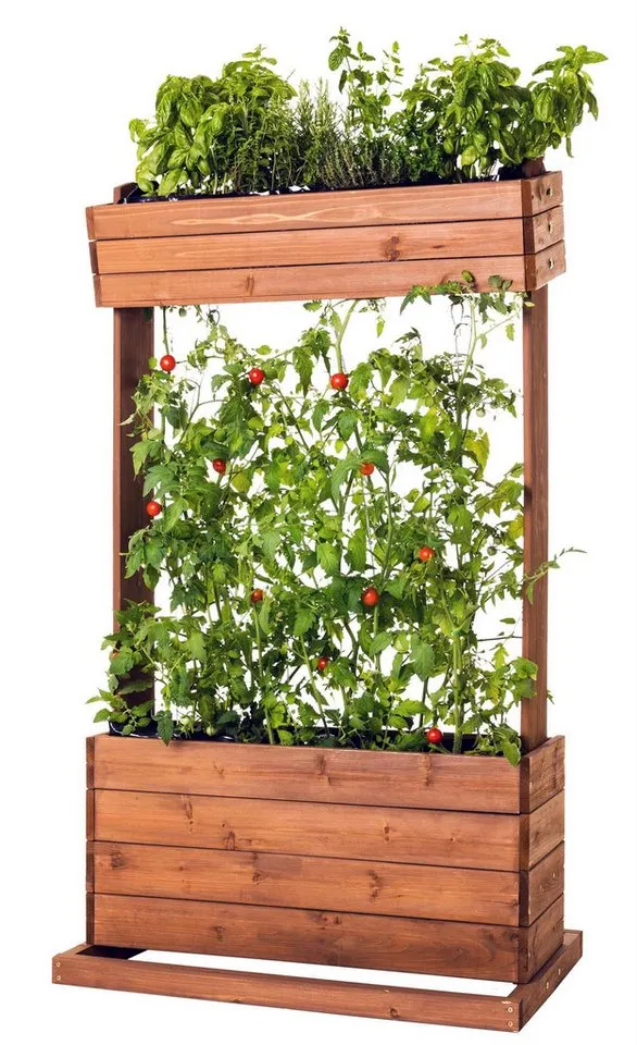 matrasa Hochbeet mit Rankseilen CUBE 2 - Vertikales Beet für Terrasse Balkon & Garten, Gemüsebeet Kräuterbeet, Braun, – Produktbild 2 von 5