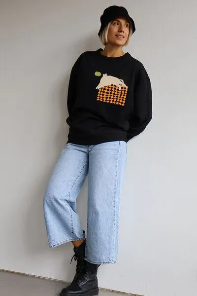 Kultgut Kultgut Artdesign - Biofair- Boxi -Sweater /peut-être, Schwarz (nightblack), – Produktbild 4 von 4