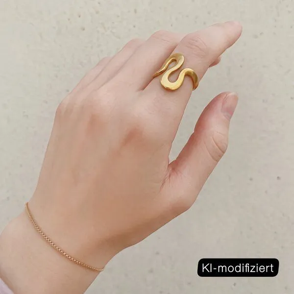 ELEKTROPULLI ELEKTROPULLI Größenverstellbarer Round Ring ca. 2 cm breit, Gold, – Produktbild 2 von 2