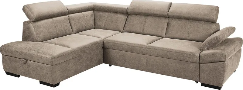 exxpo - sofa fashion Ecksofa Salerno, Funktionssofa, hoher Sitzkomfort, Breite 268cm, L-Form, inkl. Kopf- und Armteilverstellung, wahlweise mit Bettfunktion, Braun, – Produktbild 3 von 4