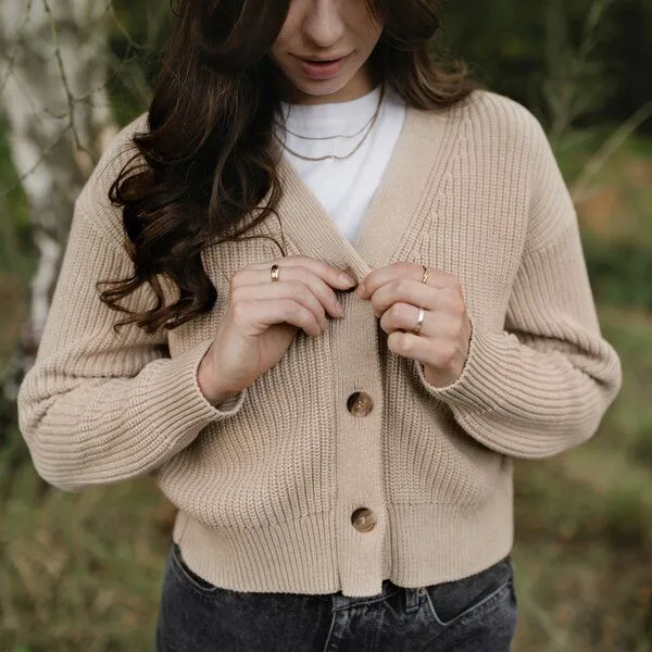 NORDLICHT NORDLICHT Grobstrick Cardigan aus 100% Baumwolle MARLA, Natur, – Produktbild 3 von 4
