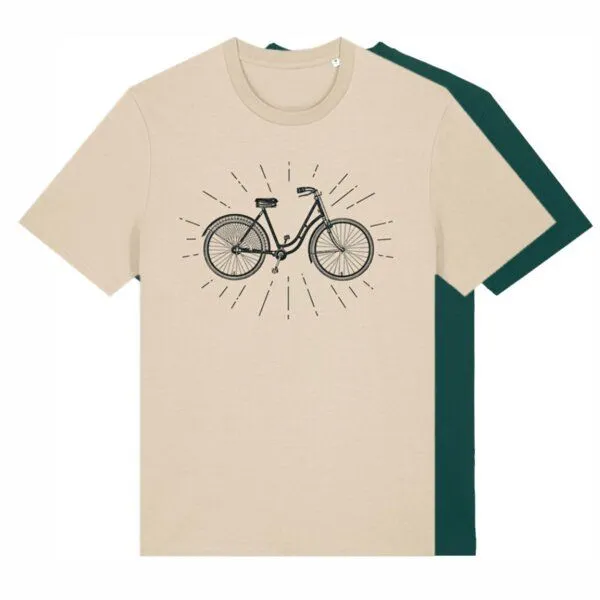 roots of compassion roots of compassion T-Shirt Retro-Fahrrad - bio, fair, vegan - weiter Schnitt - bicycle, Umwelt, cycling, Verkehrswende, Glazed green, – Produktbild 2 von 4