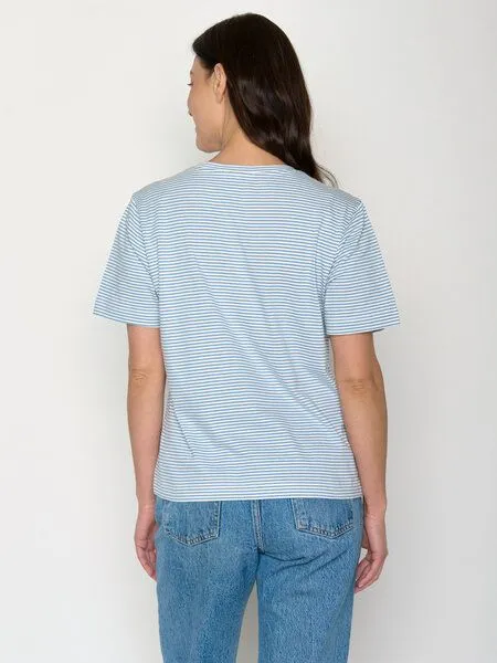 GreenBomb GREENBOMB Basic Nova - Kastiges T-Shirt aus Bio-Baumwolle / GOTS / Fair & Vegan, Blau (glacier stripes), – Produktbild 4 von 4