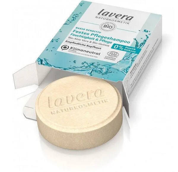 lavera lavera basis sensitiv Festes Pflegeshampoo Feuchtigkeit & Pflege 50 g – Produktbild 3 von 4