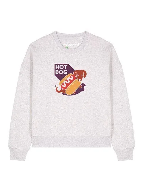 watapparel watapparel Sweatshirt Frauen Hot Dog, Cool heather grey, – Produktbild 1 von 2