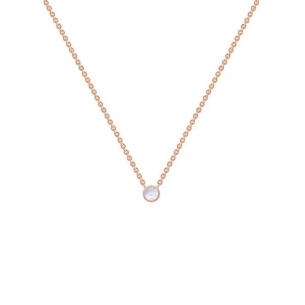 Eppi Eppi Minimalistischer Kettenanhänger in Silber und mit Mondstein Glosie, Rosa, – Produktbild 1 von 4