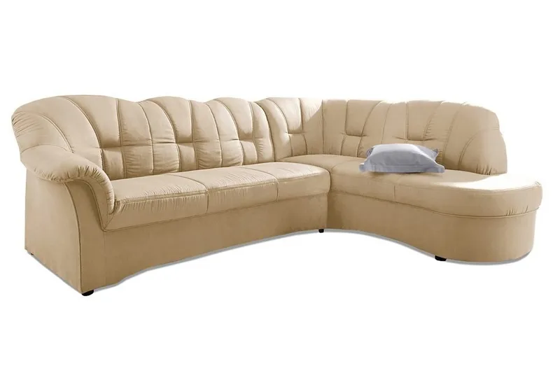 DOMO collection Ecksofa Papenburg, zeitlose Rückensteppung, elegante Armlehne, L-Form, mit Ottomane, wahlweise mit Bettfunktion, OTTOs Choice, Beige, – Produktbild 7 von 8