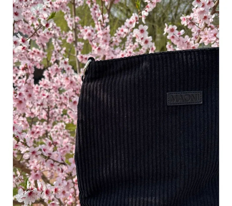 MAONI Umhängetasche Cord, Vegan, mit geräumigem Hauptfach, Schwarz, – Produktbild 2 von 3