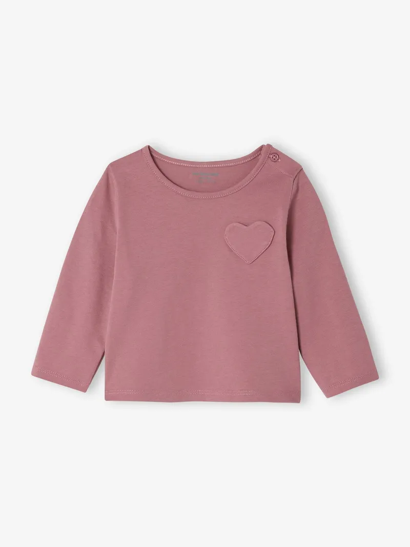 Vertbaudet 3er-Pack Baby Langarmshirts BASIC, Altrosa, – Produktbild 3 von 4