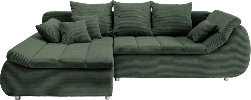 Home affaire Ecksofa Imola, bequem, aktuelle Steppung im Sitz, L-Form, Breite 270cm, wahlweise mit Bettfunktion, Grün, – Produktbild 2 von 5