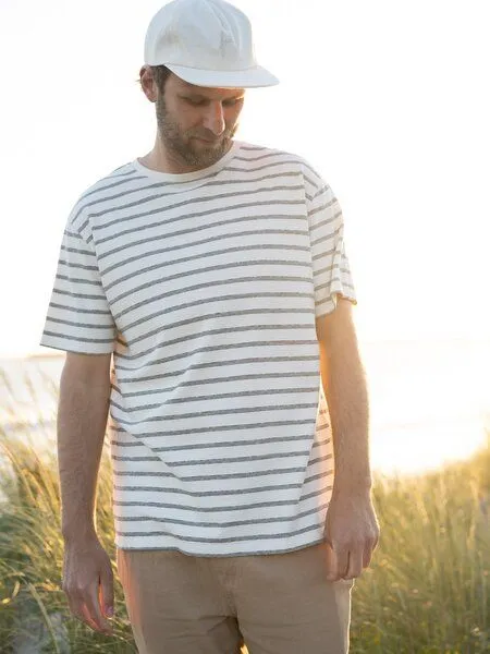 FUXBAU FUXBAU Gestreiftes Männer T-Shirt Milos - cremeweiß salbei, Cremeweiss, – Produktbild 4 von 4