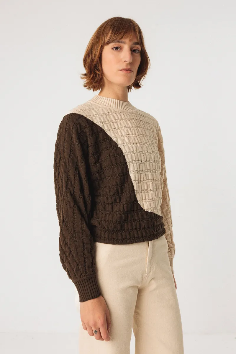 SKFK SKFK Damen vegan Pullover Ledea Zweifarbig Braun, Braun, – Produktbild 1 von 1