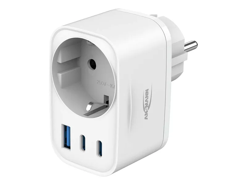 Ansmann Ansmann Steckdosenadapter mit USB-Ladegerät "Home Socket HS330", 3 A, 30 W, 3 Ports, weiß – Produktbild 1 von 1