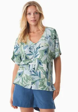 ORGANICATION ORGANICATION Bluse aus LENZING ECOVERO mit Blattmuster – Produktbild 1 von 1