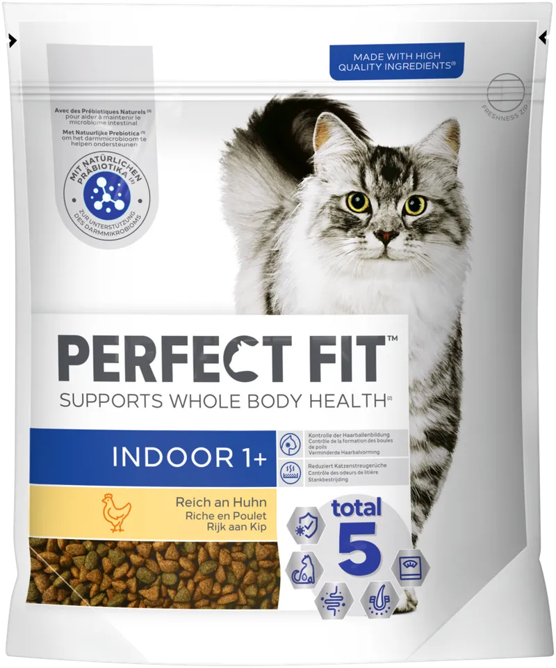 PERFECT FIT PERFECT FIT Katze Beutel Indoor 1+ mit Huhn 5 x 1,4kg – Produktbild 2 von 2