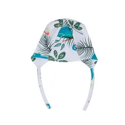 Walkiddy Baby Mütze GOTS zertifiziert, 95% Bio-Baumwolle, weiß/grün, Chamäleon-Muster, Bindebänder, weich – Walkiddy – Produktbild 1 von 1