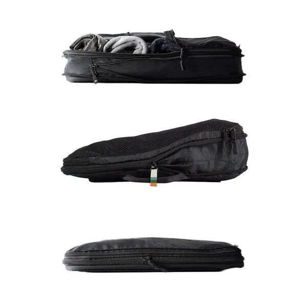 TRAVEL DUDE TRAVEL DUDE Packing Cubes mit Kompression aus recycelten Plastikflaschen, Schwarz, – Produktbild 4 von 8