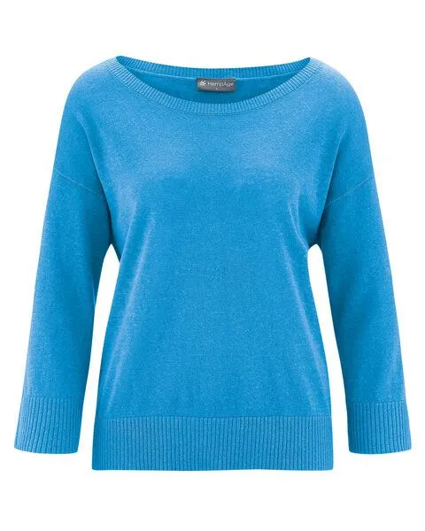 HempAge HempAge Leichter Pullover Hanf/Biobaumwolle, Topaz (blau), – Produktbild 1 von 4