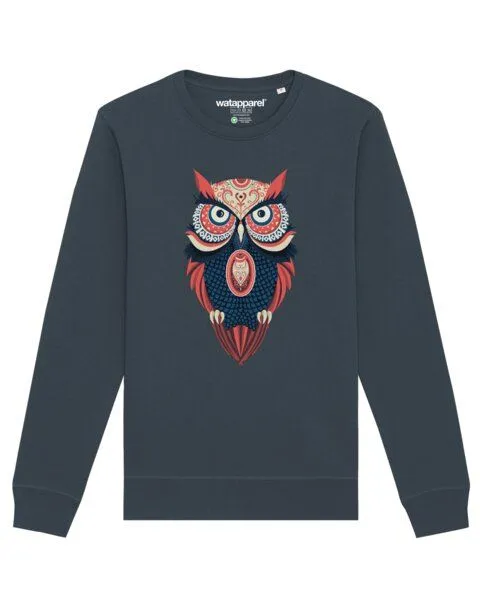 watapparel watapparel Sweatshirt Unisex Colorful Owl, India ink grey, – Produktbild 1 von 3
