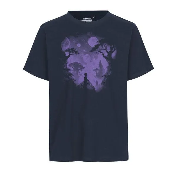 HANDGEDRUCKT HANDGEDRUCKT "Inner Child" Unisex T-Shirt aus reiner Baumwolle (kbA), Navy, – Produktbild 1 von 2