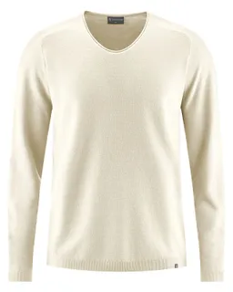 HempAge Hempage Herren vegan Strickpullover Mit V-Ausschnitt Naturfarben – Produktbild 1 von 1
