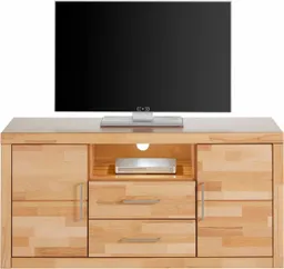 OTTO home Lowboard Logo,130cm breit, Fronten Massivholz,5 Fächer, Holz massiv, Holzwerkstoff, Metall Griffe,2 Türen,2 Schubladen – Produktbild 1 von 1