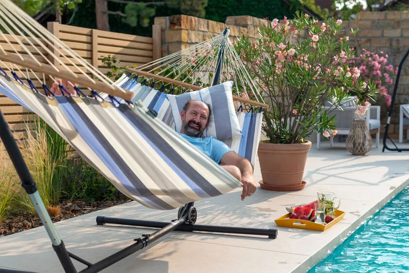 La Siesta La Siesta Hängemattengestell Esterel Universal anthrazit,120x275-375cm,95-130cm,mobil,Rollen, Anthrazit, – Produktbild 2 von 3