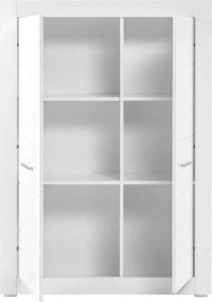 Home affaire Mehrzweckschrank Bianco, moderner Schrank, Wohnzimmerschrank in Weiß Hochglanz silberne Metallgriffe, universal einsetzbar, ausreichend Stauraum, Weiß, – Produktbild 3 von 5
