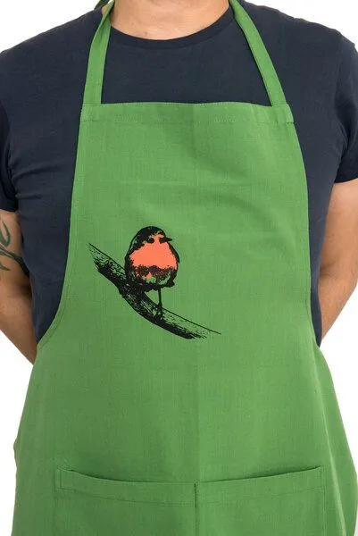 Hirschkind Hirschkind Fair-Trade & Bio-Kochschürze handgewebt grün "Rotkehlchen" – Produktbild 3 von 3