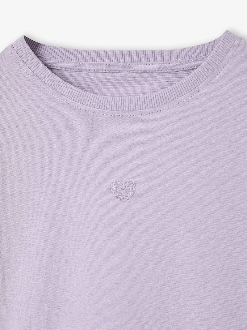 Vertbaudet Shirt mit kleiner Herz-Stickerei Mädchen, Malve, – Produktbild 4 von 4