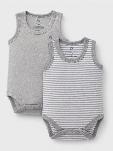 OrganicEra OrganicEra Bio-Ärmellose Babybodys für Neugeborene, 2er-Set, Rose melange (rose), – Produktbild 4 von 4
