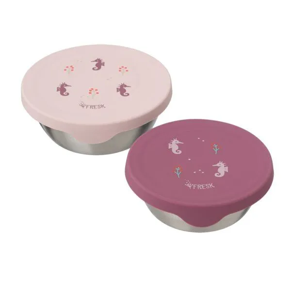 Fresk Snackbox-Set für Kinder – 2 Edelstahldosen mit Silikondeckel, Seahorse, – Produktbild 1 von 2