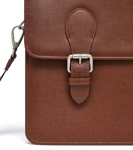 Will's Vegan Shop Will's Vegan Shop Klassische Aktentasche aus veganem, italienischen Leder, Braun, – Produktbild 2 von 4