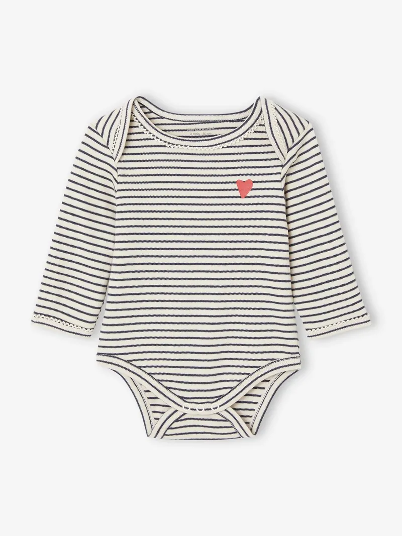 Vertbaudet 5er-Pack Baby Schlupfbodys, Nachtblau+weiß+gestreift+wollw, – Produktbild 2 von 4