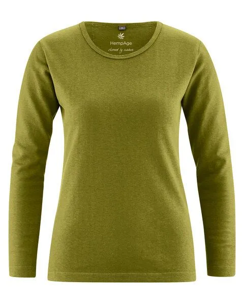 HempAge HempAge Langarmshirt Basic Hanf/Biobaumwolle, Pasture (grün), – Produktbild 1 von 2