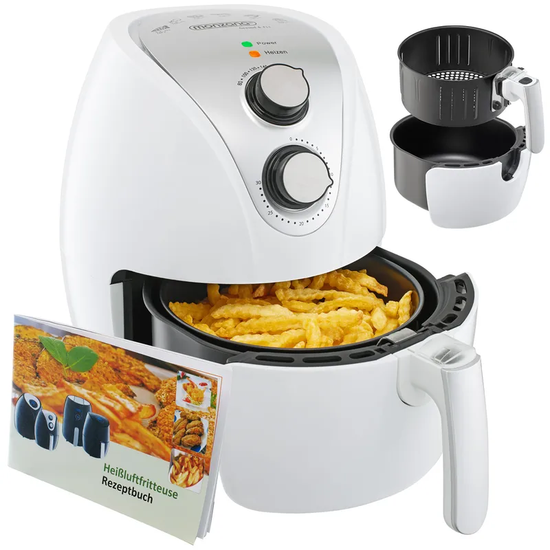 monzana Heißluftfritteuse 9in1 Weiß inkl Rezeptheft 1500W, Weiß, – Produktbild 2 von 2