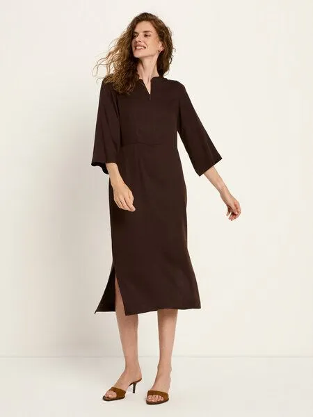 LANIUS LANIUS Midikleid aus TENCEL Lyocell, Dark brown, – Produktbild 2 von 4