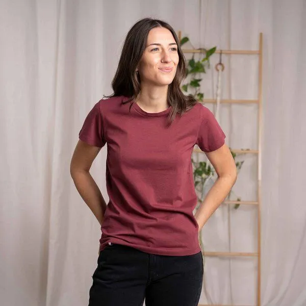 Vresh Clothing Vresh Clothing Evelin - T-Shirt aus Biobaumwolle, Burgundy, – Produktbild 4 von 4