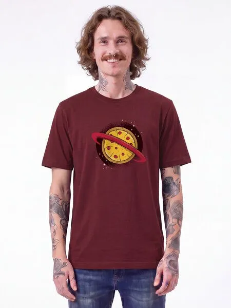 watapparel watapparel T-Shirt Unisex Pizza Planet, Burgundy, – Produktbild 2 von 2