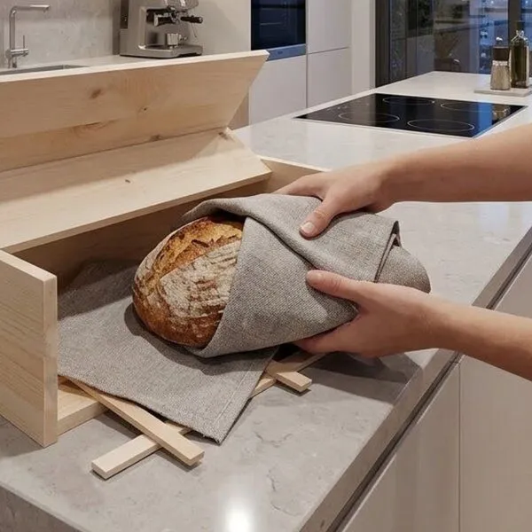 4betterdays 4betterdays Brotkasten Zirbenholz inkl. Zirbenholz-Gitter & Bäckerleinen – Produktbild 5 von 5