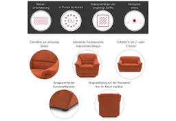 DOMO collection 3-Sitzer Lale formschönes & komfortables Sofa, zeitlos & elegant, Breite 198cm, optimal für kleinere Räume – Produktbild 1 von 1
