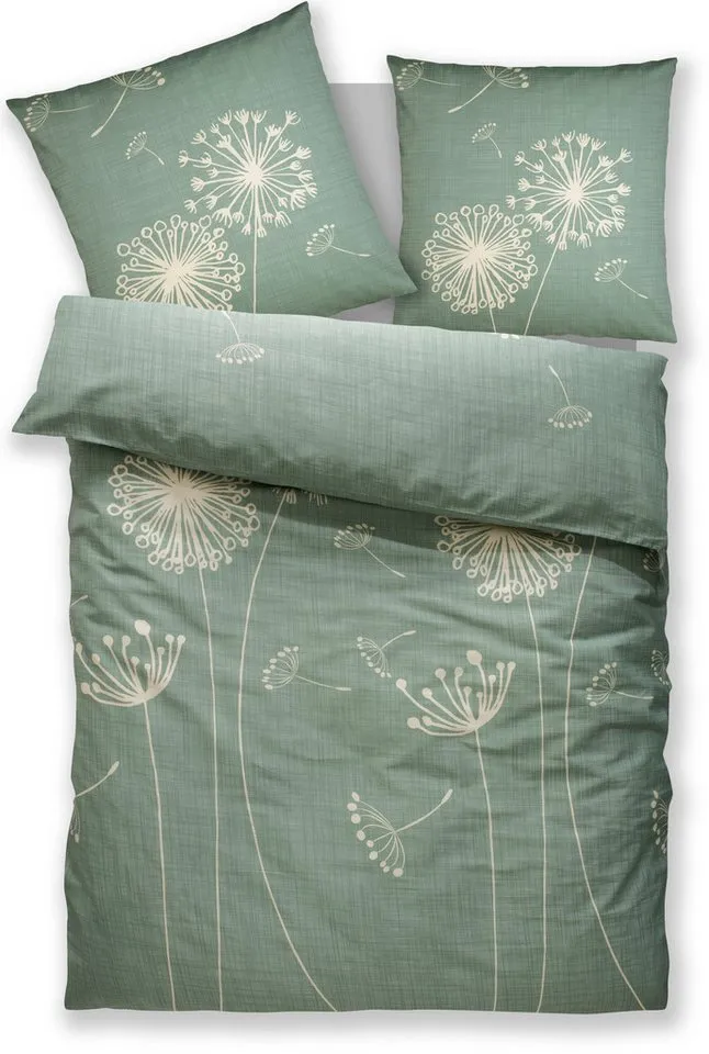 OTTO home Bettwäsche SOUCY in vier Qualitäten erhältlich, Leinenstruktur, Satin, 2 teilig, 100% Baumwolle, auch PREMIUM Qualitäten Renforcé-Tencel & Satin TC300, Grün, – Produktbild 6 von 6