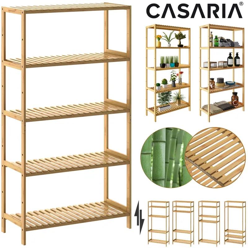 Casaria® Casaria Casaria Standregal Bambus mit 5 Etagen 130 x 60 x 26cm braun – Produktbild 1 von 1