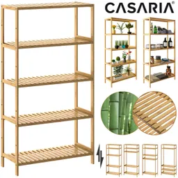 Casaria® Casaria Casaria Standregal Bambus mit 5 Etagen 130 x 60 x 26cm braun – Produktbild 1 von 1