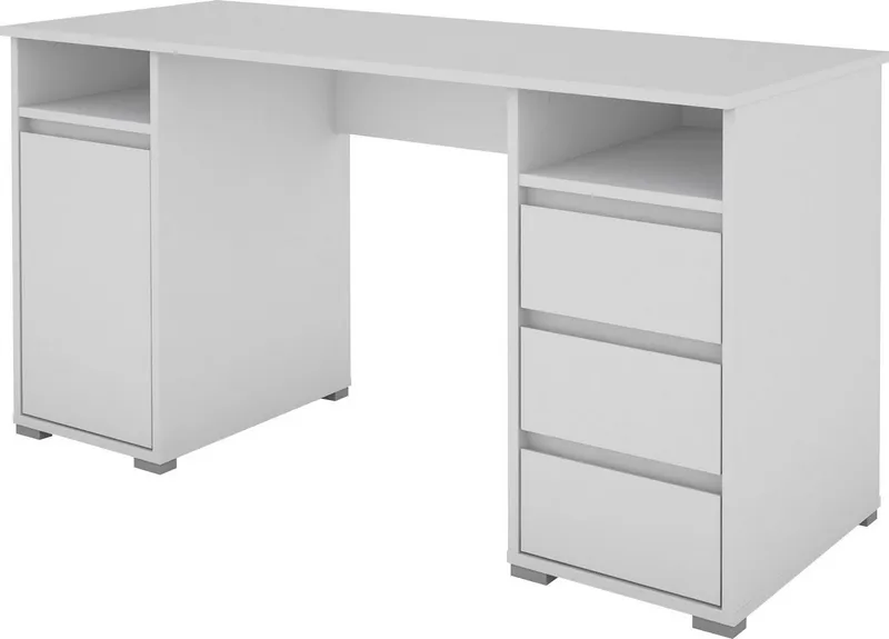 OTTO home Schreibtisch Leeds, Breite 138 cm, Computertisch mit Schubladen, im modernen Design, Weiß, – Produktbild 1 von 5