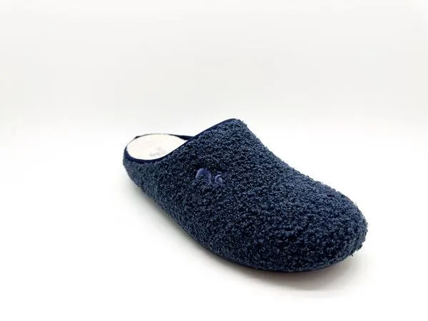 thies Veganer "thies ® Rec Teddy Slipper" aus ultraweichem, recyceltem Fell, Navy, – Produktbild 3 von 4