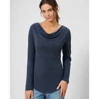 HempAge HempAge Damen Langarmshirt mit Wasserfallkragen Hanf/Biobaumwolle, Wintersky, – Produktbild 1 von 1