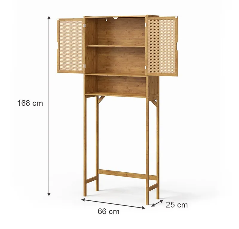 Vicco Waschmaschinenumbauschrank Liora, Bambus, 66 x 168 cm mit 2 Türen (1-St), Braun, – Produktbild 3 von 4
