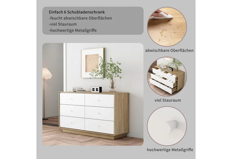 OTTO home Kommode Blaire, kratzfeste Melaminoberfläche, ABS-Kanten und FSC-zertifiziertem Holz, Beige, – Produktbild 7 von 8